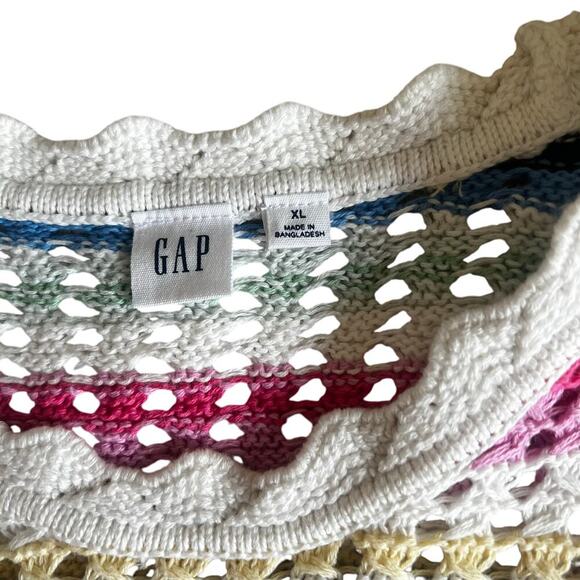 Gap Women’s Rainbow Crotchet Open Knit Top Multicolor Size XL - Picture 5 of 10
